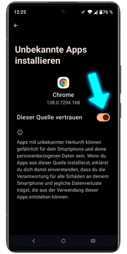 Installationsberechtigungen aktivieren