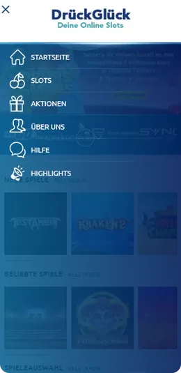 Drückglück menu