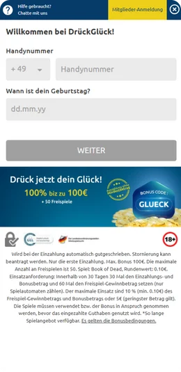 Drückglück registrier
